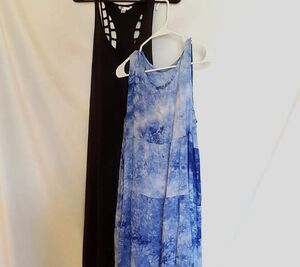 2 Summer Dresses, Volcom Play Along Black Coverup & Blue TieDyed, Size M